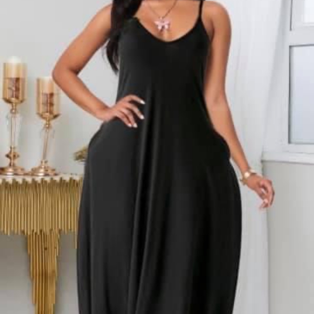 Black Maxi Dress with Pockets